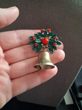 Vintage Mistletoe Bell brooch